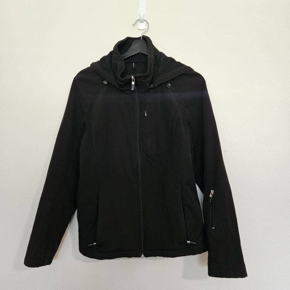 Calvin Klein Womens Small Black Softshell Hooded Jacket Fleece Lined Water... - Picture 2 of 11